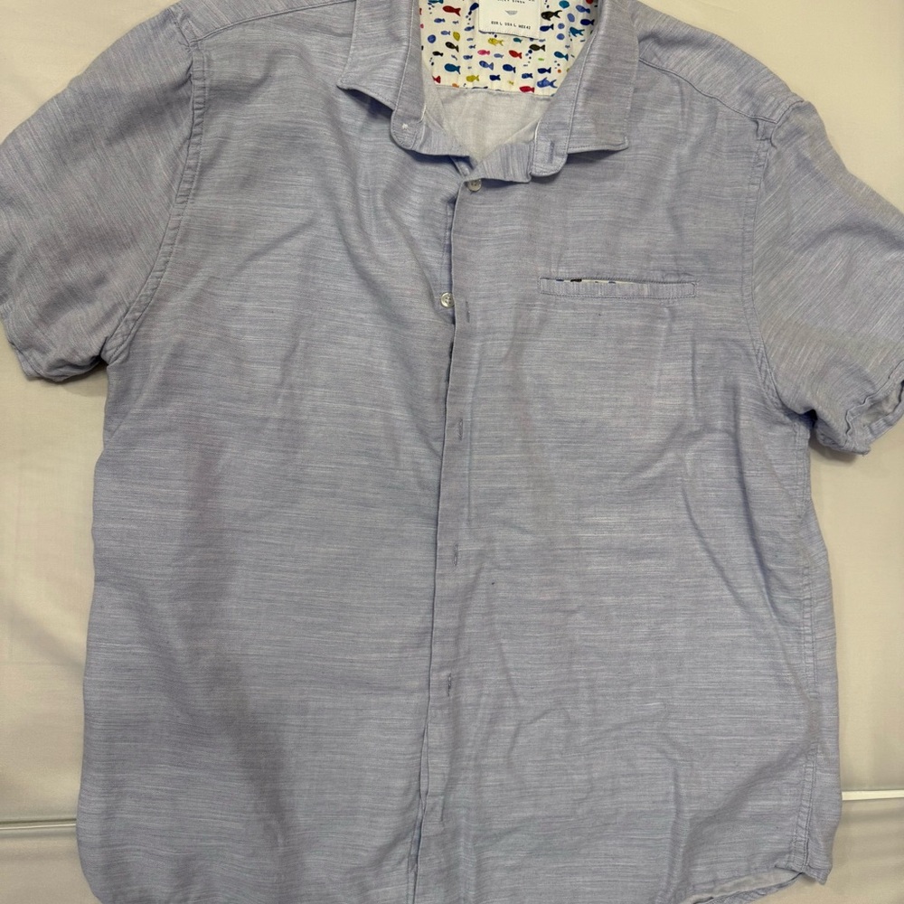 Denim & Flower Ricky Singh Light Blue Short Sleeve Button Up Shirt